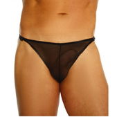 Heren string doorschijnend zwart