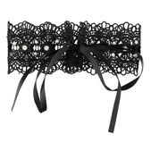 Cottelli Collection Zwarte geborduurde halsband met stee