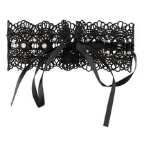 Cottelli Collection Zwarte geborduurde halsband met stee