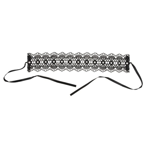 Cottelli Collection Zwarte geborduurde halsband met stee