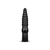 All Black Geribbelde Dildo - 34 cm