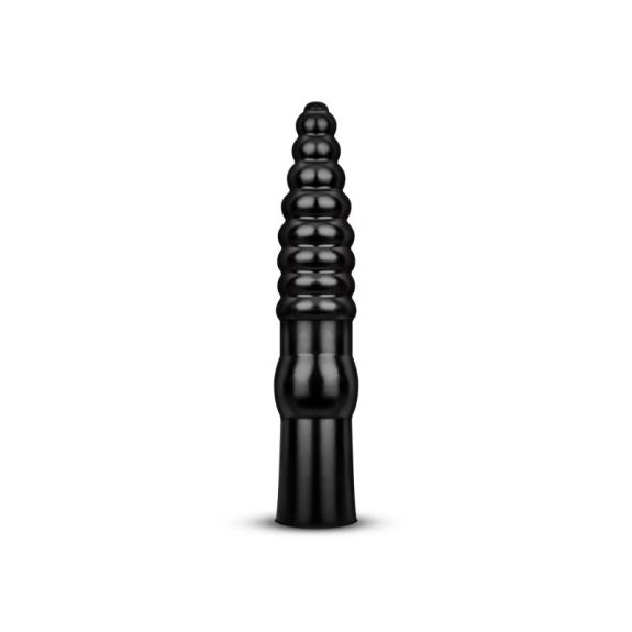 All Black Geribbelde Dildo - 34 cm
