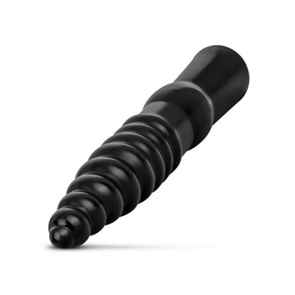 All Black Geribbelde Dildo - 34 cm
