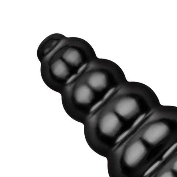All Black Geribbelde Dildo - 34 cm