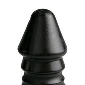 All Black Grote Dildo Met Geribbelde Schacht - Zwart