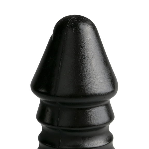 All Black Grote Dildo Met Geribbelde Schacht - Zwart