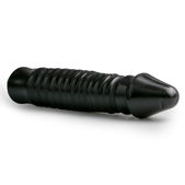 All Black Grote Dildo Met Geribbelde Schacht - Zwart
