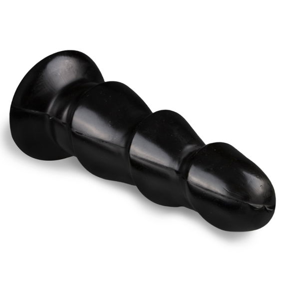 All Black Zwarte Anaal Dildo Met Ribbels