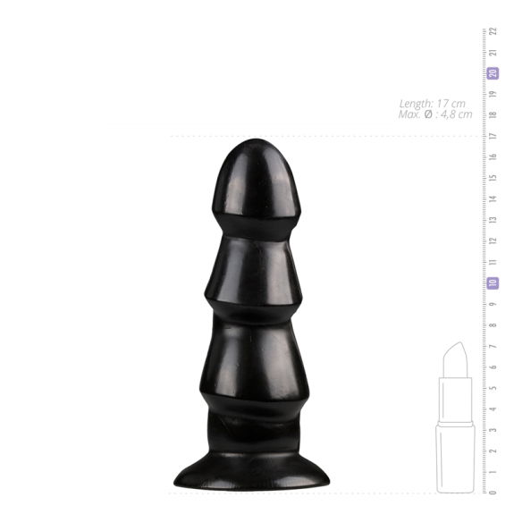 All Black Zwarte Anaal Dildo Met Ribbels
