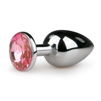 Metalen buttplug met roze steen