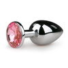 Metalen buttplug met roze steen Metalen buttplug met roze steen