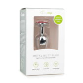 Metalen buttplug met roze steen