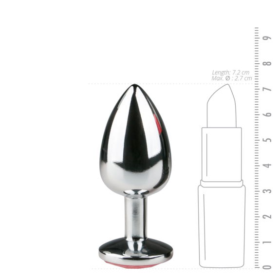 Metalen buttplug met roze steen
