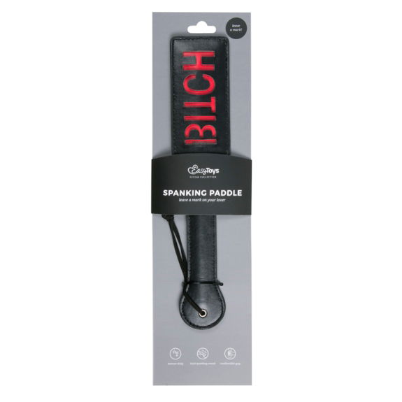 Easytoys Fetish Collection Zwarte Leren Paddle - Bitch