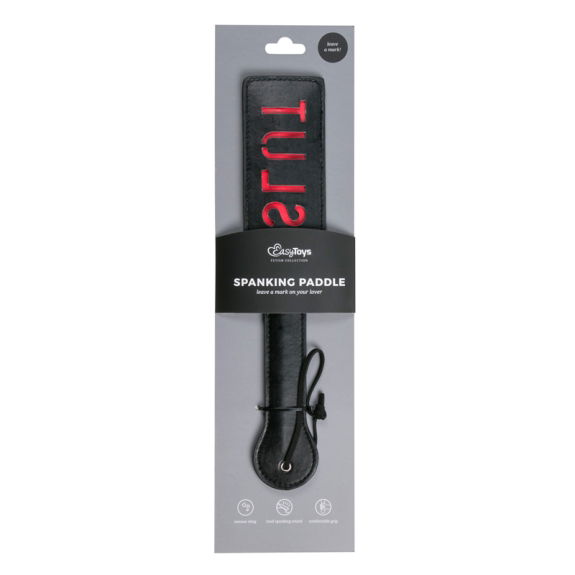 Easytoys Fetish Collection Zwarte leren paddle - Slut