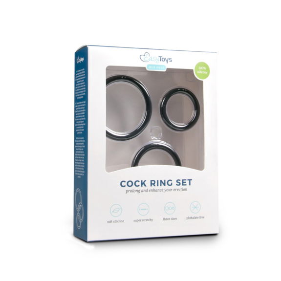 Easytoys Men Only Cockring set - drie maten - zwart