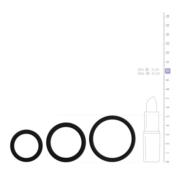 Easytoys Men Only Cockring set - drie maten - zwart
