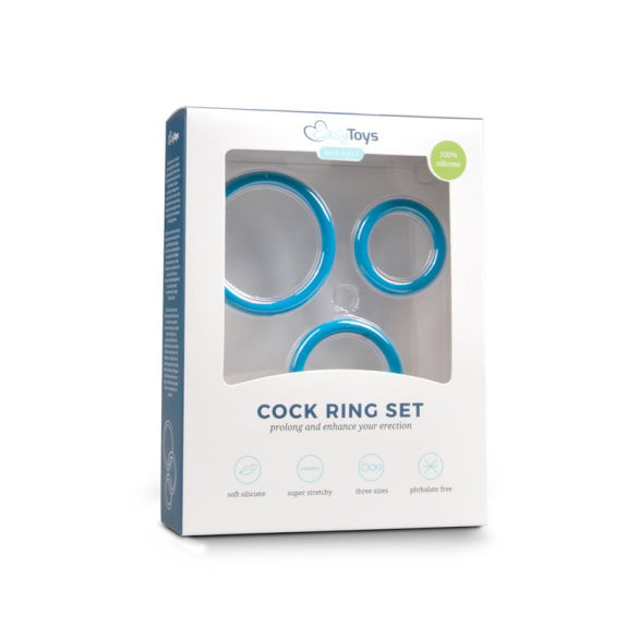 Easytoys Men Only Cockring set - drie maten - blauw