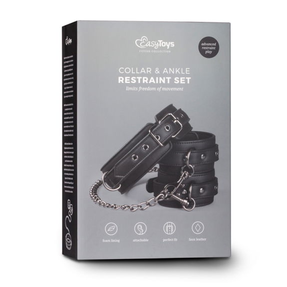 Easytoys Fetish Collection Kunstleren halsband met enkel