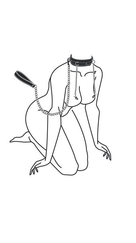 Kunstleren halsband met tepelklemmen - afbeelding 2