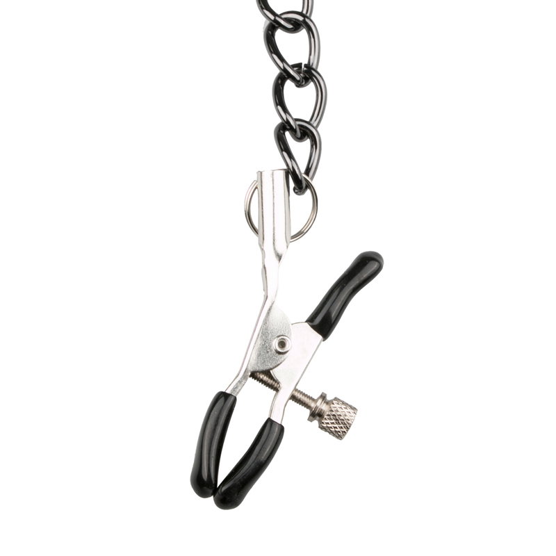 Kunstleren halsband met tepelklemmen - afbeelding 5