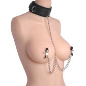 Master Series Submission Halsband Met Tepelklemmen