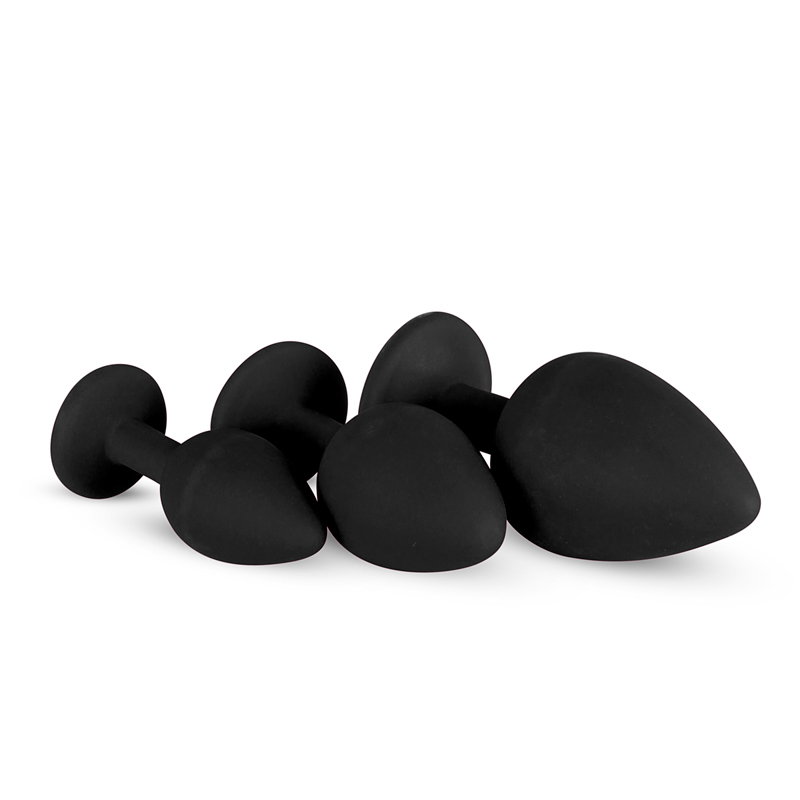 Siliconen Buttplug Met Diamant - Zwart - afbeelding 2