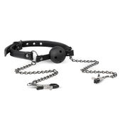 Easytoys Fetish Collection Open Ball Gag Met Tepelklemme