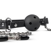 Easytoys Fetish Collection Open Ball Gag Met Tepelklemme