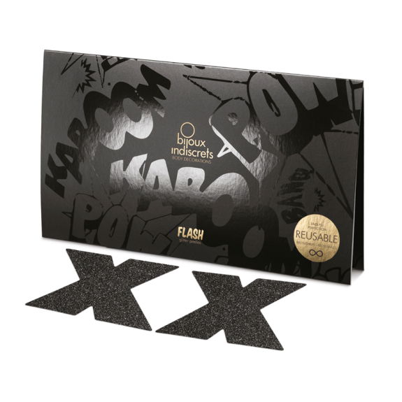 Bijoux Indiscrets Flash Cross Tepelstickers - Zwart