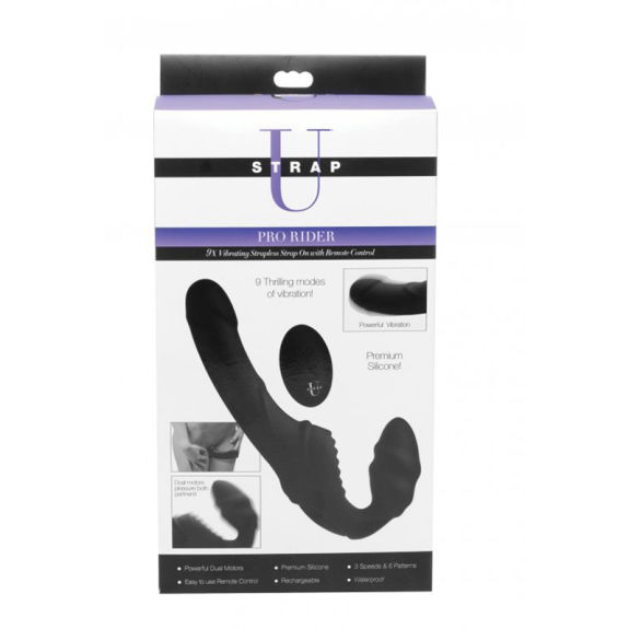 Strap U Pro Rider Strapless Strap-on Vibrator - Zwart