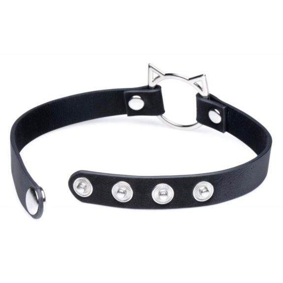 Master Series Kinky Kitty Ring Slim Choker - Zwart
