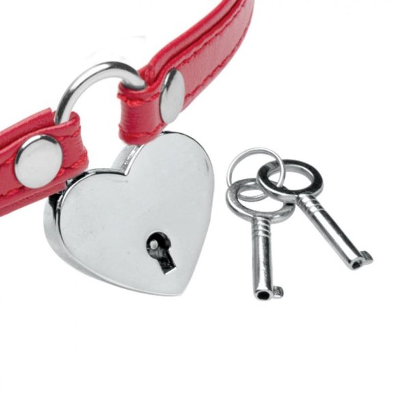 Master Series Heart Lock - Collar Met Sleutels - Rood