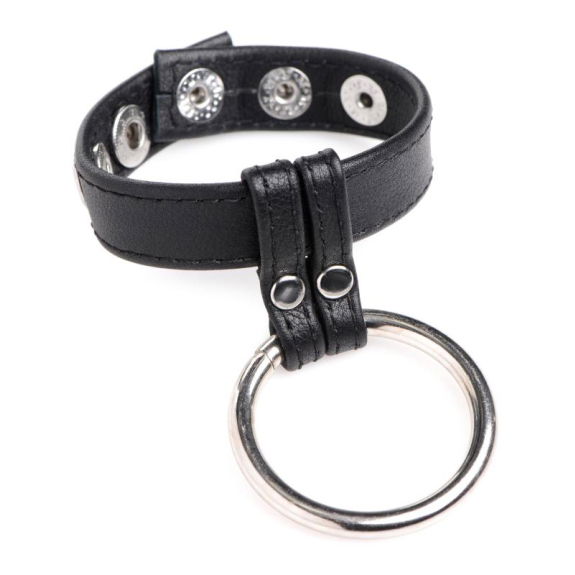 Strict Leather Cock Gear Leren Cockring Met metalen Ring
