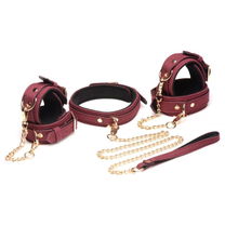 6-delige BDSM Suede Boeienset Met Collar En Riem