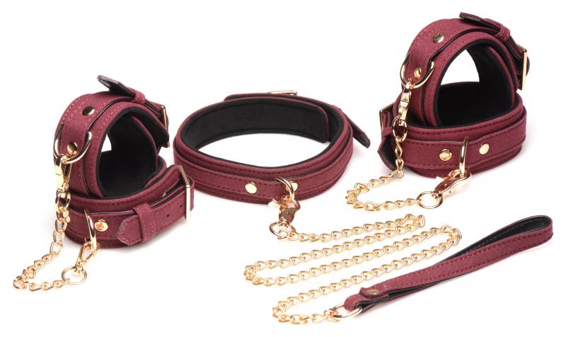 6-delige BDSM Suede Boeienset Met Collar En Riem