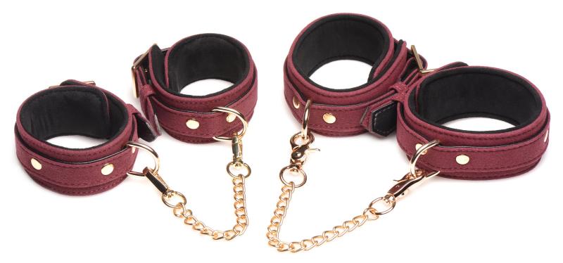 6-delige BDSM Suede Boeienset Met Collar En Riem - afbeelding 5