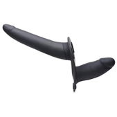 Strap U Power Pegger Dubbele Strap-On Vibrator - Zwart