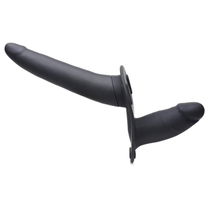 Strap U Power Pegger Dubbele Strap-On Vibrator - Zwart