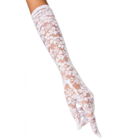 Lange witte kanten handschoenen