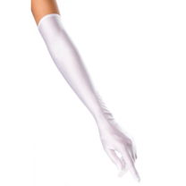 Lange witte satijnen handschoenen