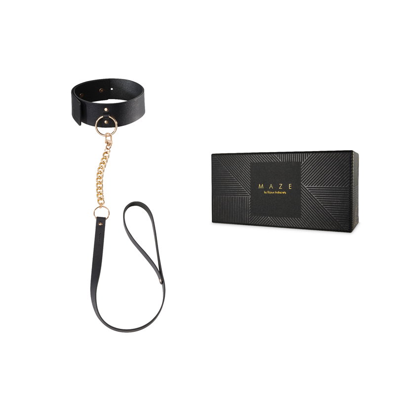 MAZE Kunstleren Halsband Met Riem - afbeelding 3