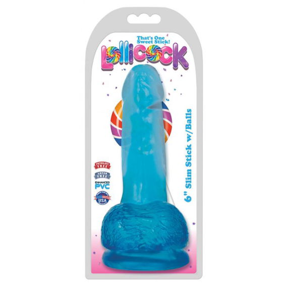 Lollicock - Dildo Slim Stick With Balls - Berry Ice Lollicock - Dildo Slim Stick With Balls - Berry Ice