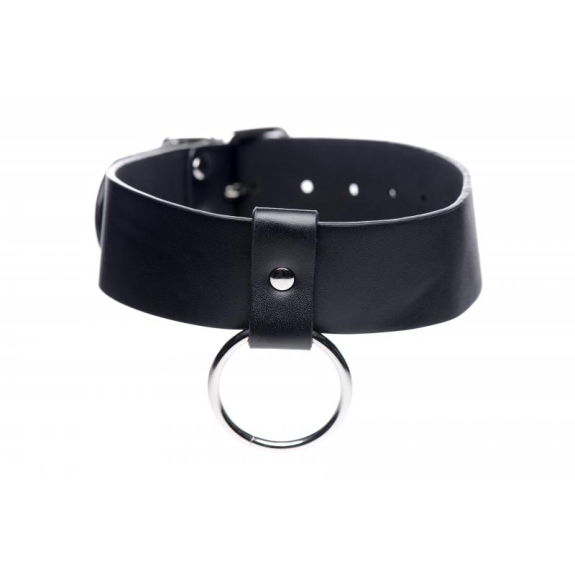 Strict Zwarte Vegan Halsband Met Ring