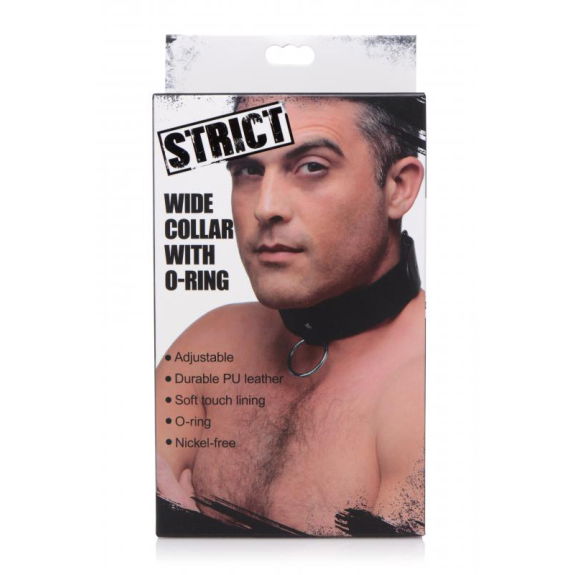 Strict Zwarte Vegan Halsband Met Ring
