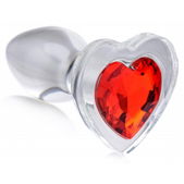 Red Heart Anaalplug Van Glas Met Steentje
