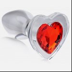 Red Heart Anaalplug Van Glas Met Steentje - Small