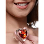 Red Heart Anaalplug Van Glas Met Steentje