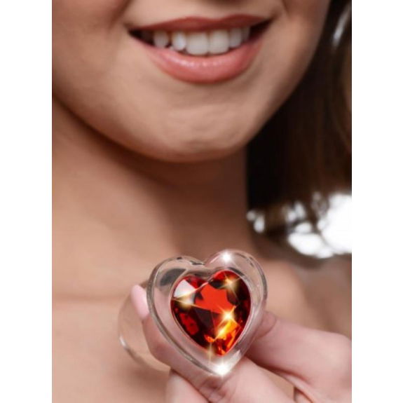 Red Heart Anaalplug Van Glas Met Steentje Red Heart Anaalplug Van Glas Met Steentje