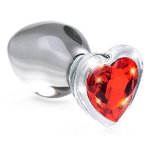 Red Heart Anaalplug Van Glas Met Steentje - Medium